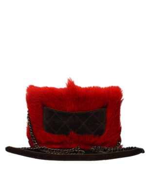 Chanel Red Fur Paris Edinburgh Flap Bag