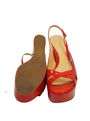 Sergio Rossi Red Patent Leather Wedges Size EU 38,5