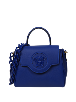 Versace Blue Leather La Medusa Bag