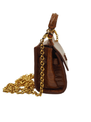 Dolce & Gabbana Brown Croco Leather Sicily 58 Micro Bag