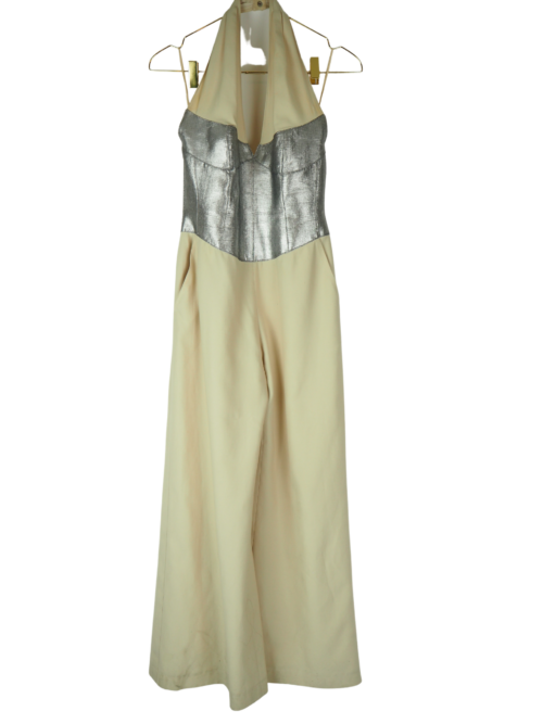 Thierry Mugler Couture Cream Acetate Jumpsuit Size FR 38