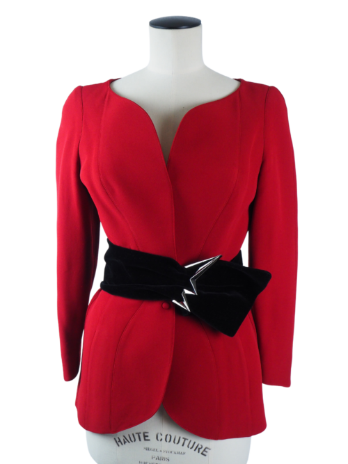 Thierry Mugler Red Rayon Ensemble Size FR 38