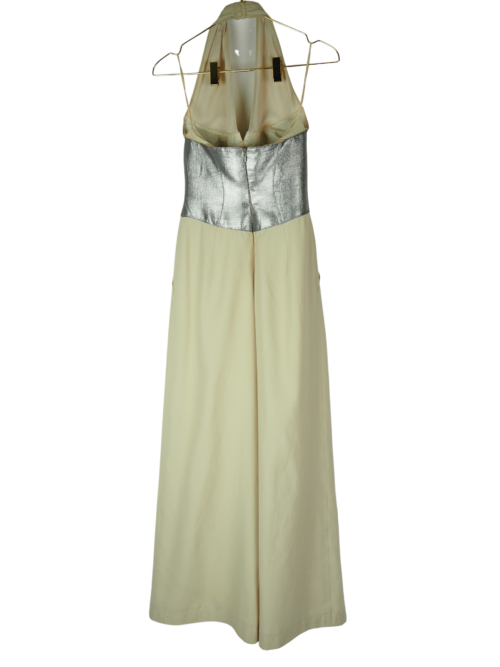 Thierry Mugler Couture Cream Acetate Jumpsuit Size FR 38 - Image 2