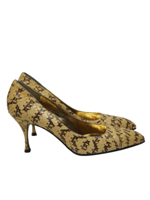 Dolce & Gabbana Creme Python Leather Heels Size 37