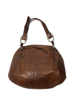 Yves Saint Laurent Brown Leather Flower Bag