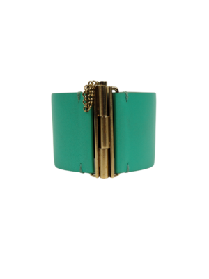 Chanel Emerald Green Leather Cuff Bracelet