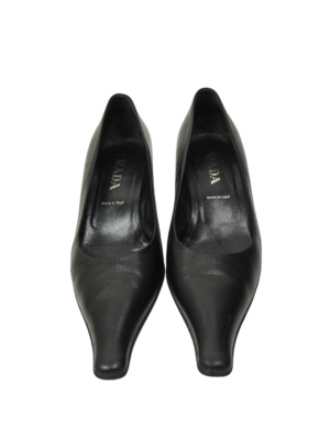 Prada Black Leather Kitty Heel Size EU 40