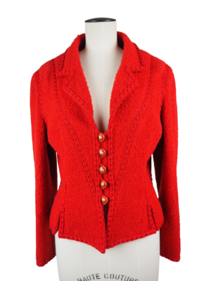 Chanel Red Wool Blazer Size FR 42