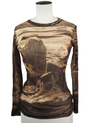 Jean Paul Gaultier Brown Religion Print Top Size Small