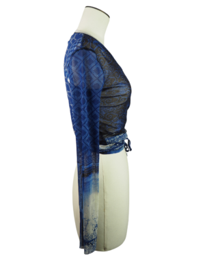 Jean Paul Gaultier Blue Nylon Wrap-top Size Medium