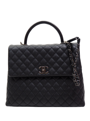 Chanel Black Quilted Caviar Leather Coco Handle Bag