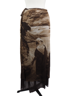 Jean Paul Gaultier Brown Religion Print Skirt Size Small