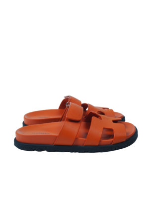 Hermès Orange Leather Chypre Sandal Size EU 38