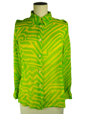 Gucci Green Silk Printed Shirt Size IT 44
