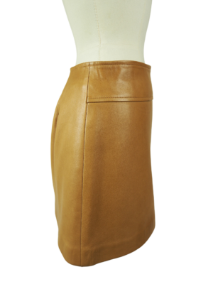 Vent Couvert Camel Leather Skirt Size FR 40