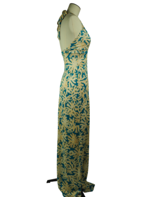Diane Von Furstenberg Blue Silk Halter Neck Maxi Dress Size 2