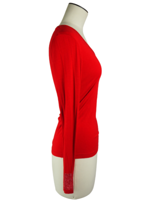 Versace Red Viscose Long Sleeve Top Size IT 40
