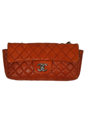 Chanel Rust Leather East West Flap Bag