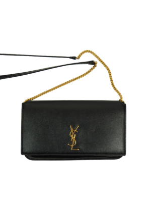 Yves Saint Laurent Black Leather Cassandre Shoulder Bag