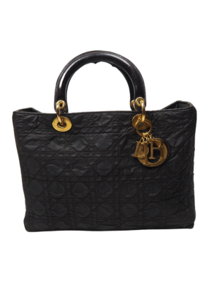 Dior Brown Canvas Lady Dior Handbag