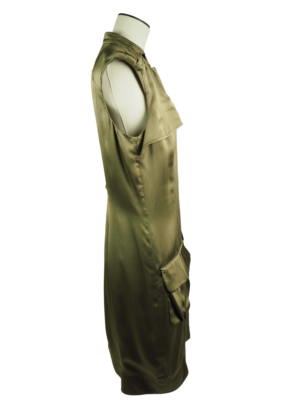 Versace Kaki Silk Dress Size IT 44