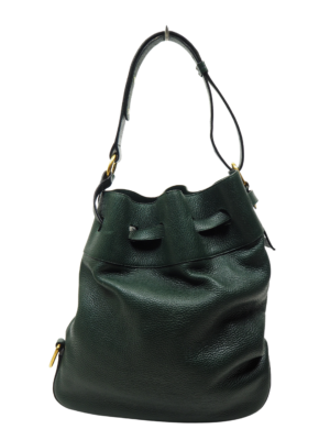 Delvaux Green Leather Catogan Shoulder Bag