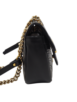 Gucci Black Leather GG Marmont Shoulder Bag