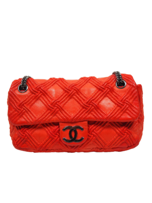 Chanel Coral Raised Quilted Leather Walk Of Fame Flap Bag