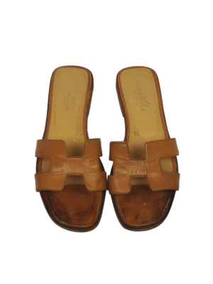 Hermès Brown Leather Oran Sandals Size EU 36