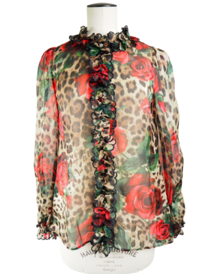 Dolce & Gabbana Leopard Print Silk Blouse Size IT 40