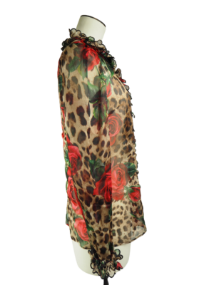 Dolce & Gabbana Leopard Print Silk Blouse Size IT 40
