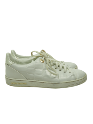 Louis Vuitton White Croc Embossed Leather Frontrow Sneakers Size EU 37