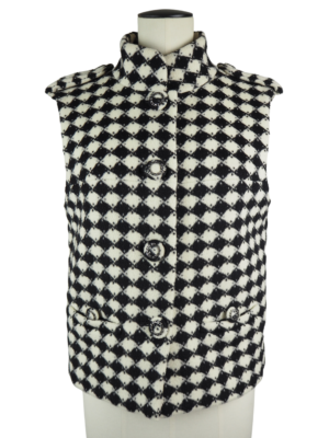 Chanel Black/White Wool Sleeveless Vest Size FR 40