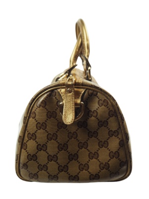 Gucci Gold GG Crystal Canvas Joy Boston Bag