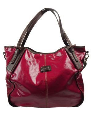 Tods Burgundy Patent Leather Shoulder Bag