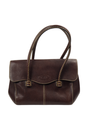 Tods Aubergine Leather Shoulder Bag