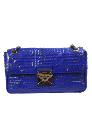 Gianni Versace Couture Blue Python Leather Shoulder Bag