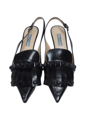 Prada Black Patent Leather Slingback Heels Size EU 38