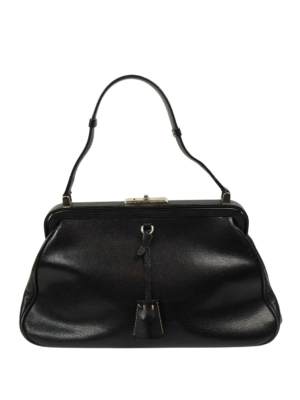 Prada Black Leather Cerniera Frame Bag