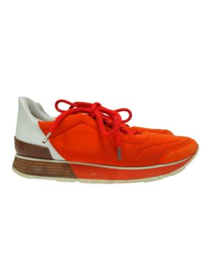 Hermès Orange Neoprene Sneakers Size EU 38