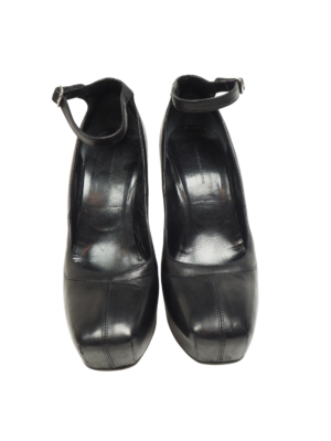 Balenciaga Black Leather Platform Heel Size EU 38,5