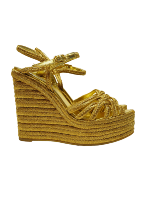 Yves Saint Laurent Gold Wedge Sandals Size EU 38