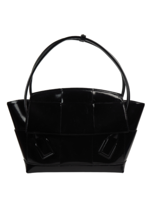 Bottega Veneta Black Patent Leather Arco Top Handle Bag