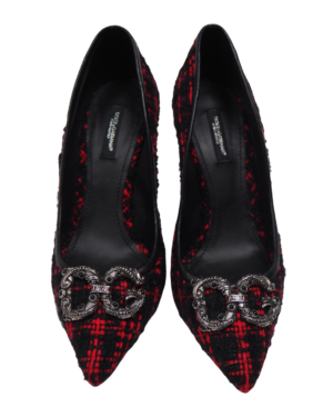 Dolce & Gabbana Red/Black Tweed Court Heel Size EU 38