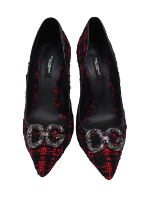 Dolce & Gabbana Red/Black Tweed Court Heel Size EU 38