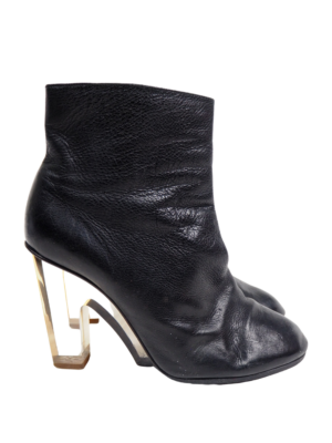 Dries Van Noten Black Leather Boots Size EU 39