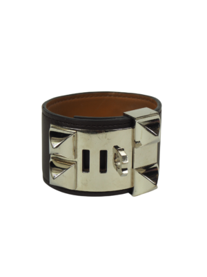 Hermès Brown Leather Collier De Chien Bracelet Size Medium