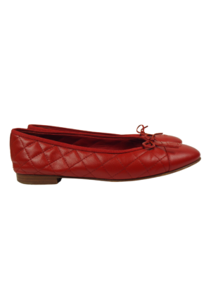 Chanel Red Caviar Leather Ballet Flats Size EU 41