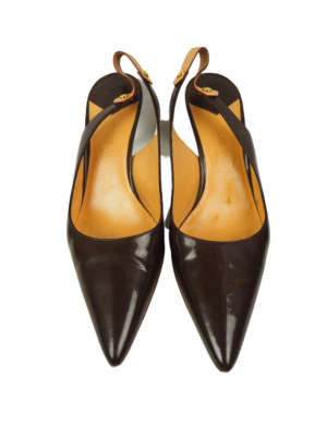 Louis Vuitton Brown Patent Leather Slingback Heel Size EU 39