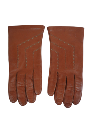 Delvaux Brown Leather Gloves Size 8